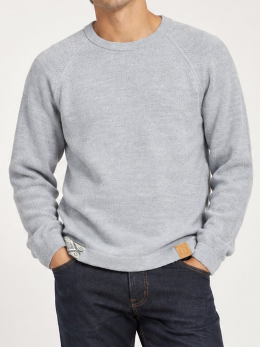 PAKA Original Crew Alpaca Sweater Light Gray Unisex Large Handmade Peru